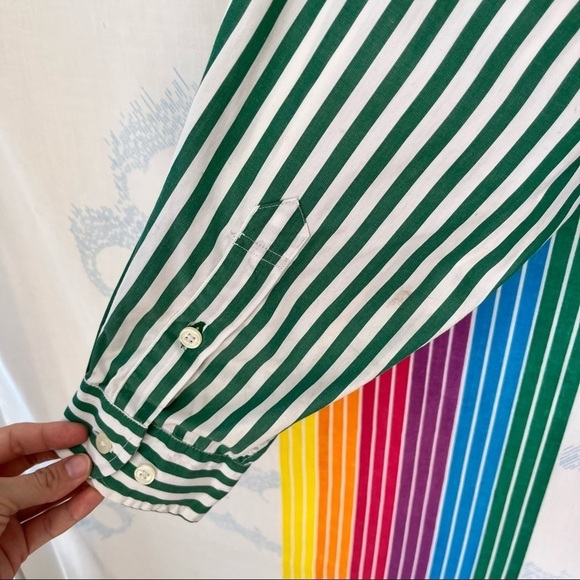 VINTAGE TOMMY HILFIGER colorblock stripe grandad collar oxford button down large - Picture 6 of 12